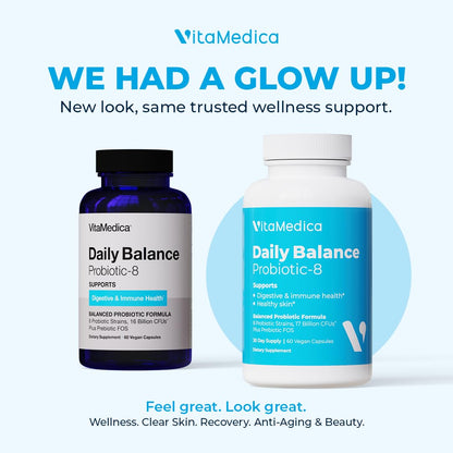 VitaMedica Daily Balance Probiotic-8 | 16B CFUs | Gut Health, Skin & Immune Support