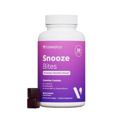 VitaMedica Snooze Sleep Gummies - Melatonin-Free, Zero Grogginess, L-Theanine, Chamomile, Passionflower & Lemon Balm - 30 Count