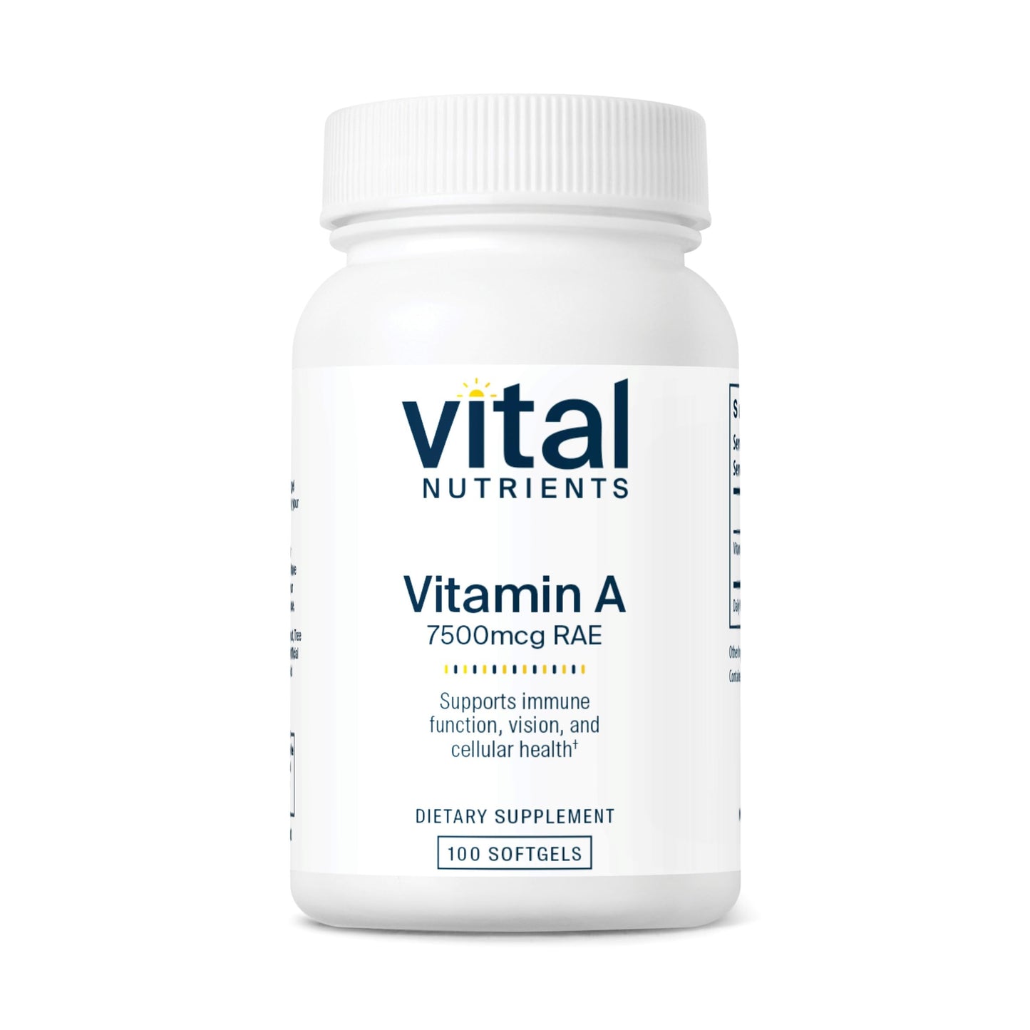 Vital Nutrients Vitamin A 7500mcg RAE – Immune, Vision, Skin Support | 100 Capsules