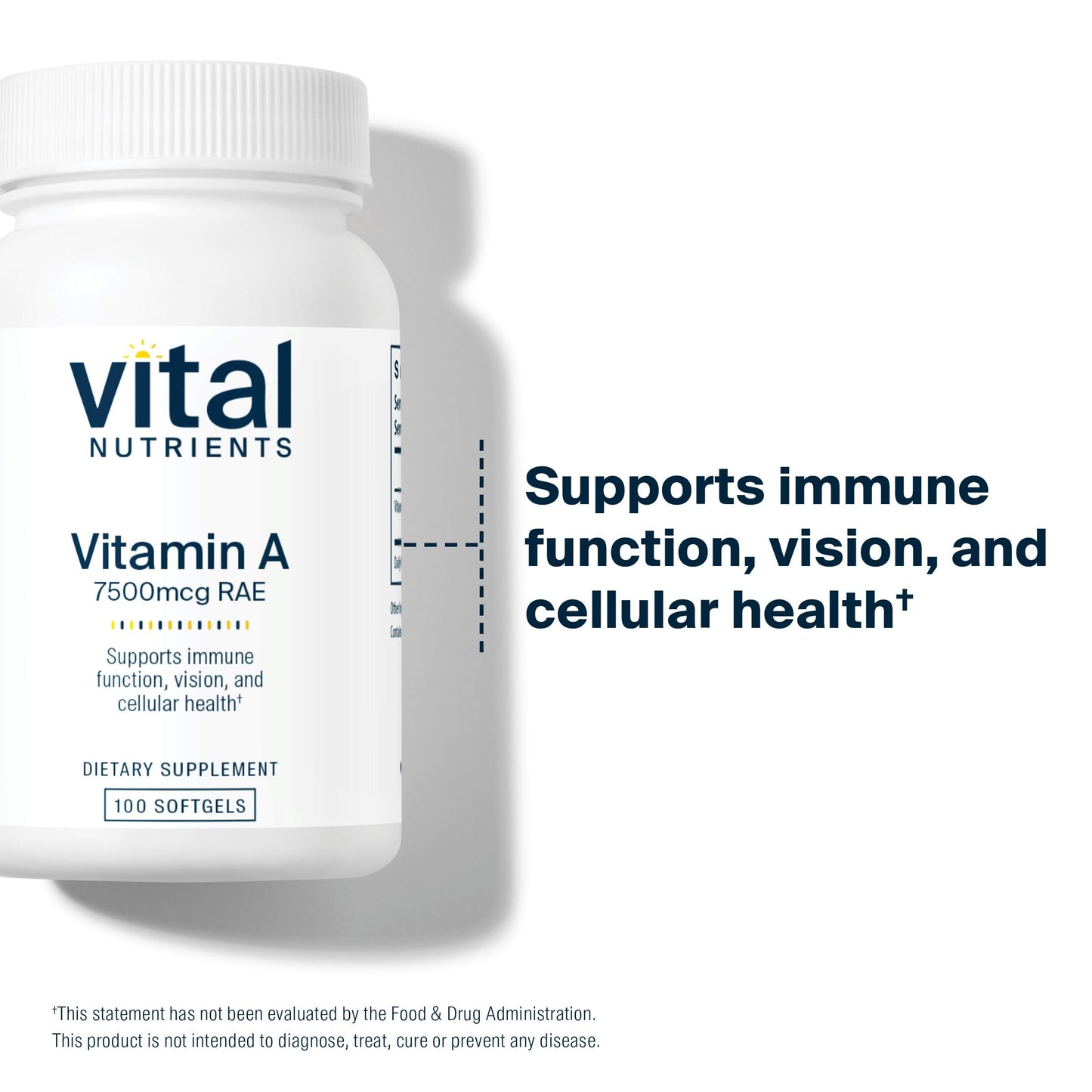 Vital Nutrients Vitamin A 7500mcg RAE – Immune, Vision, Skin Support | 100 Capsules