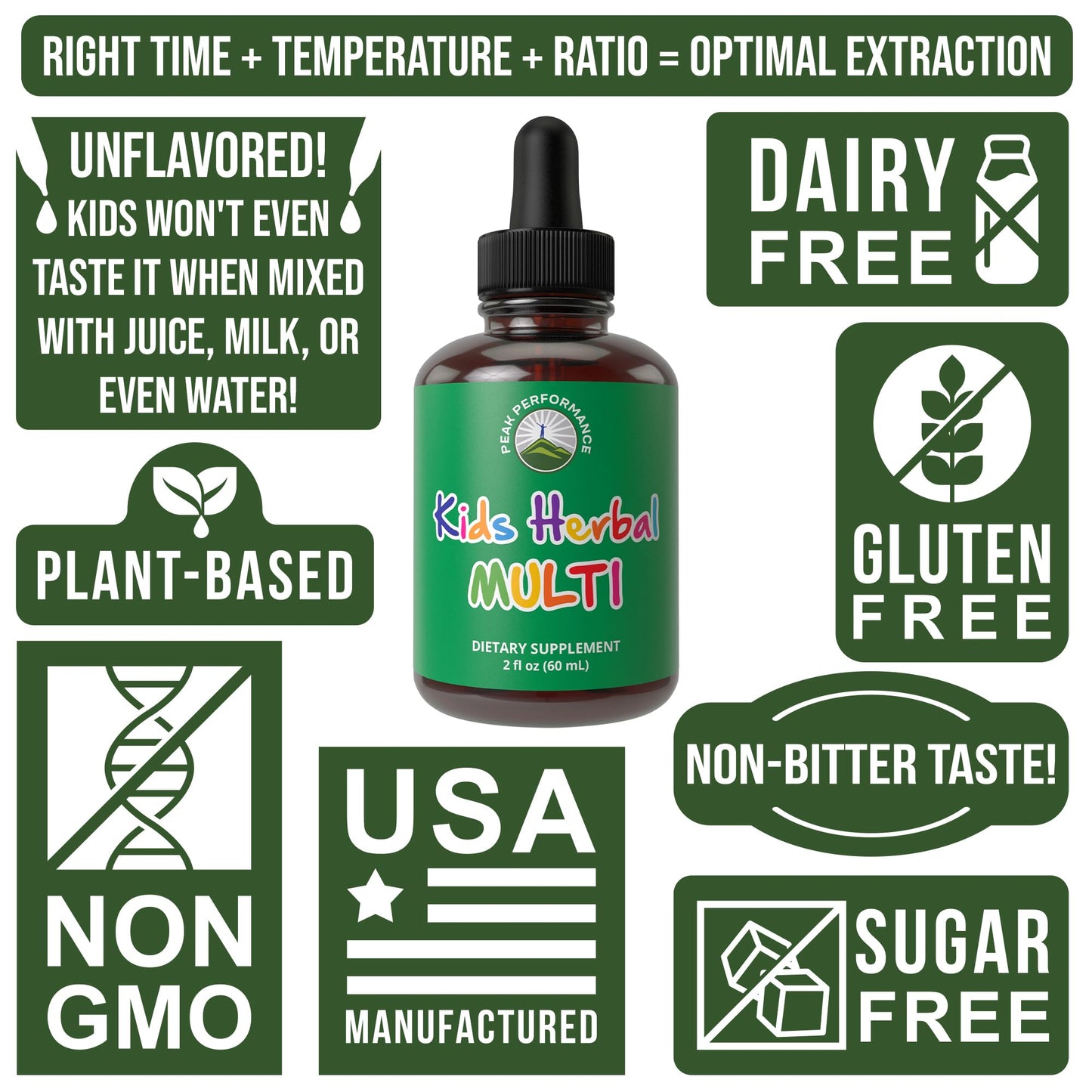 Kids Herbal Multivitamin Drops – Sugar Free, No Bitter Taste, 14-in-1 Vegan