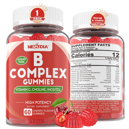 Vitamin B Complex Gummies – Vegan B Vitamins, 2000 mcg Methyl B12