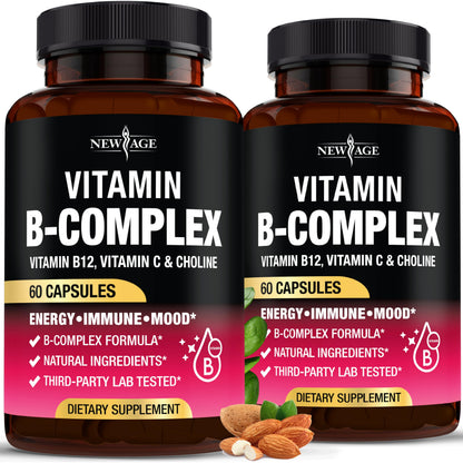 Vitamin B Complex for Men & Women – Made in USA – 120 Vegan Capsules