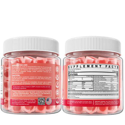 Vitamin B1 & Methylated Vitamin B Complex Gummies - All B Vitamins, Benfotiamine, Thiamine & Inositol, Methylated B1 B2 B6 Multivitamins, L-methylfolate, Methyl B12 for Nerve Cognition Energy, 60 Cts