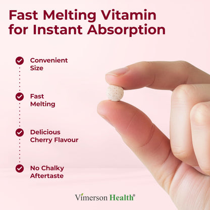 Vitamin B12 1000 mcg – Chewable Methylcobalamin B12 for Energy & Metabolism – Vegan Cherry Flavor