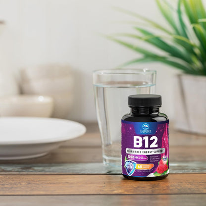 Vitamin B12 1000 mcg Methylcobalamin - Vegan, Sugar-Free Raspberry | 60 Chewable Tablets | 60 Day Supply