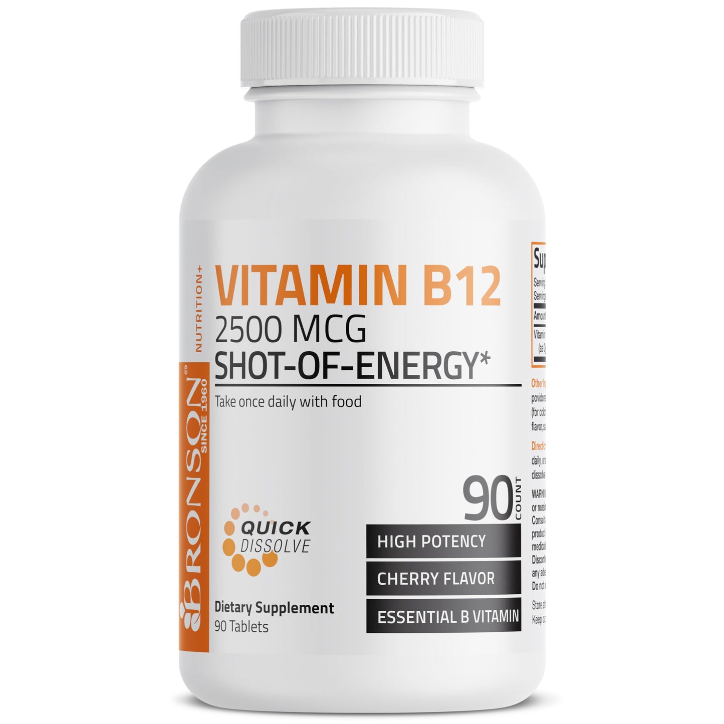 Vitamin B12 2500mcg Cherry Sublingual Tablets – 90 Count | Fast-Dissolving Energy & Nervous System Support