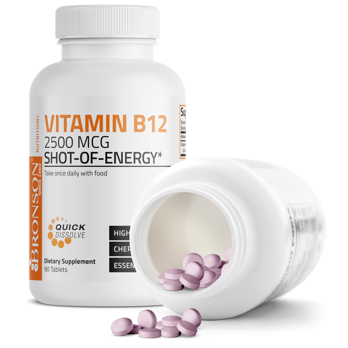 Vitamin B12 2500mcg Cherry Sublingual Tablets – 90 Count | Fast-Dissolving Energy & Nervous System Support
