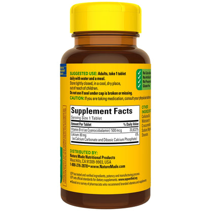 Nature Made Vitamin B12 500 mcg Tablets – Energy Metabolism Support, 100 Count (100 Day Supply)