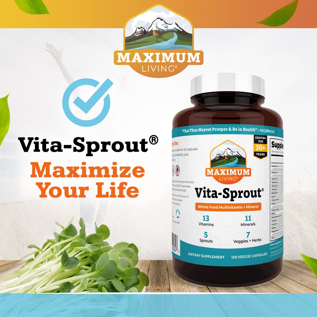 Maximum Living Vita-Sprout Whole-Food Multivitamin & Phytonutrient Blend - 120 Capsules