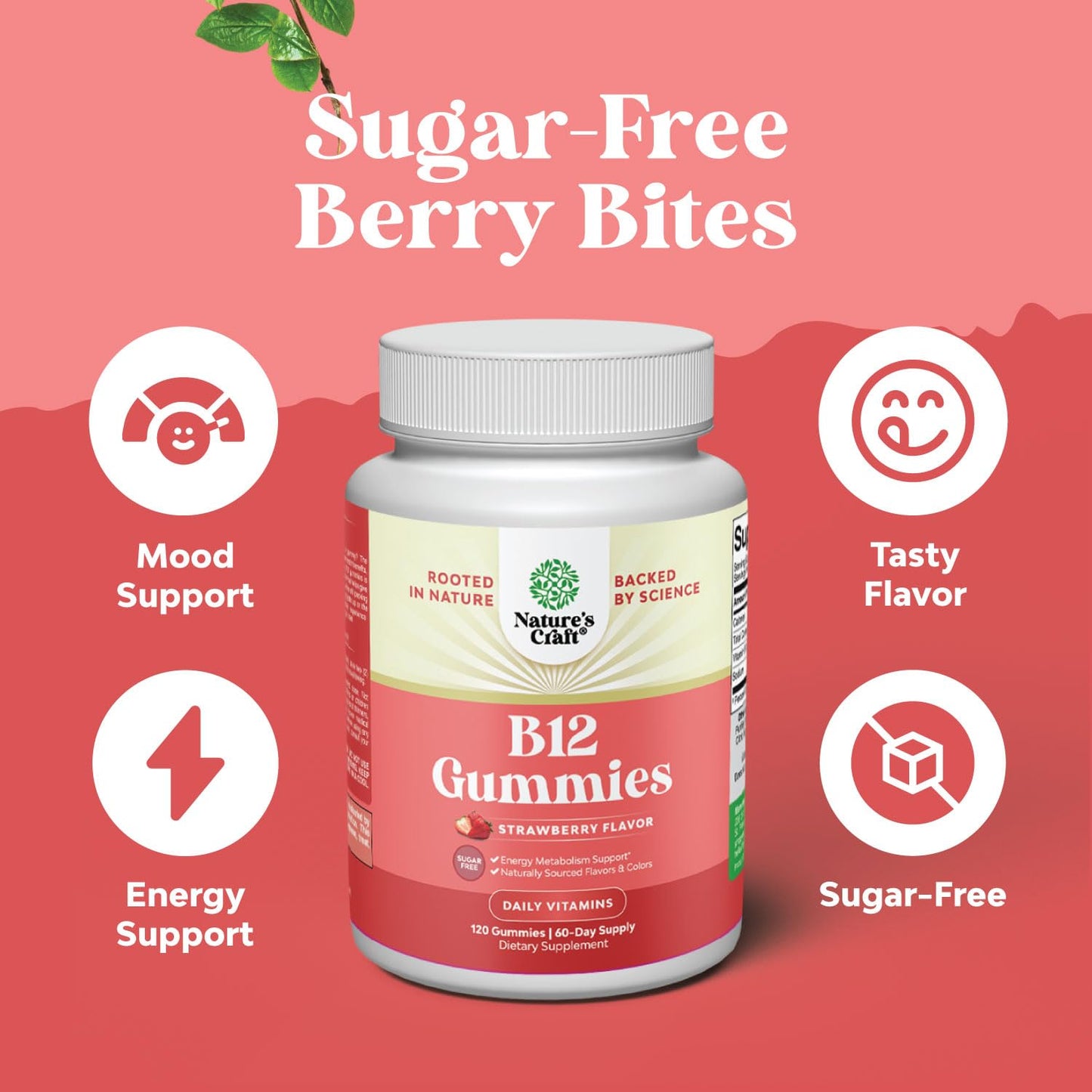 Vitamin B12 Gummies for Adults - Sugar Free 1000 mcg | Energy & Mood Support