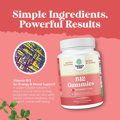 Vitamin B12 Gummies for Adults - Sugar Free 1000 mcg | Energy & Mood Support