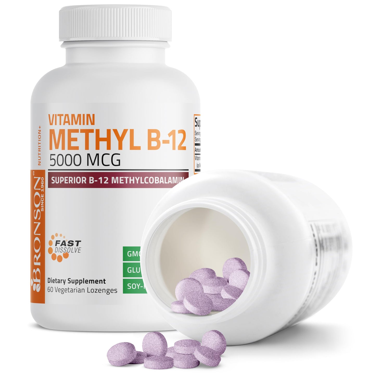 Bronson Methyl B12 5000 mcg Methylcobalamin – Energy & Brain Support (60 Lozenges)