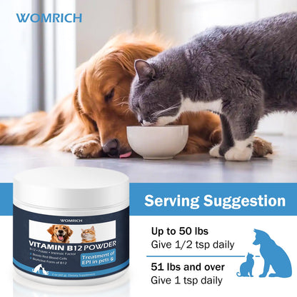 Appetite Stimulant Vitamin B12 Powder for Cats & Dogs – Methylcobalamin with Folate & Intrinsic Factor (60g)