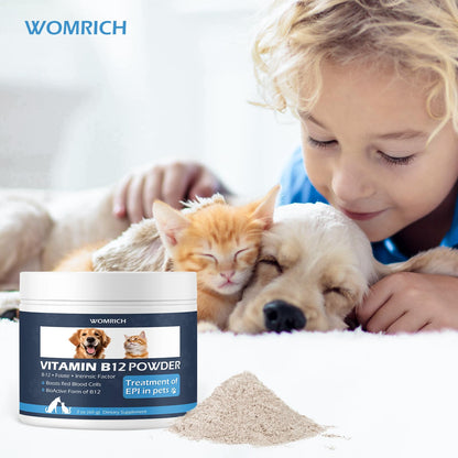 Appetite Stimulant Vitamin B12 Powder for Cats & Dogs – Methylcobalamin with Folate & Intrinsic Factor (60g)
