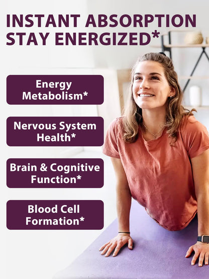 Vitamin B12 Sublingual Methylcobalamin 5000mcg — Energy & Nerve Support, Peach Flavor, Vegan, 120 Tablets