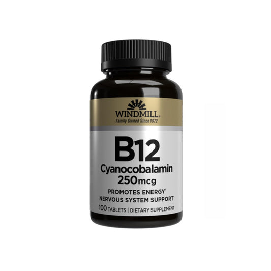 Vitamin B-12 TABS 250 MCG WMILL – 100 Count BritishVita | Premium UK Vitamins & Wellness Supplements