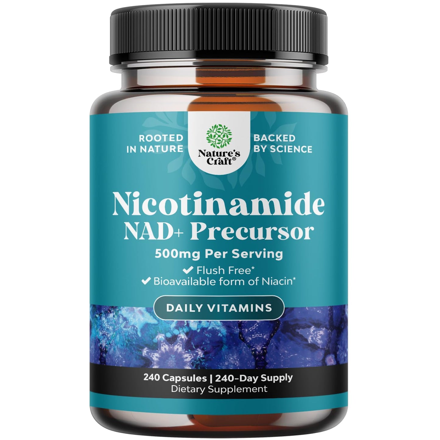 Vitamin B3 Niacinamide 500mg Capsules – Flush Free Niacinamide, Skin & Energy Support, 240 Count