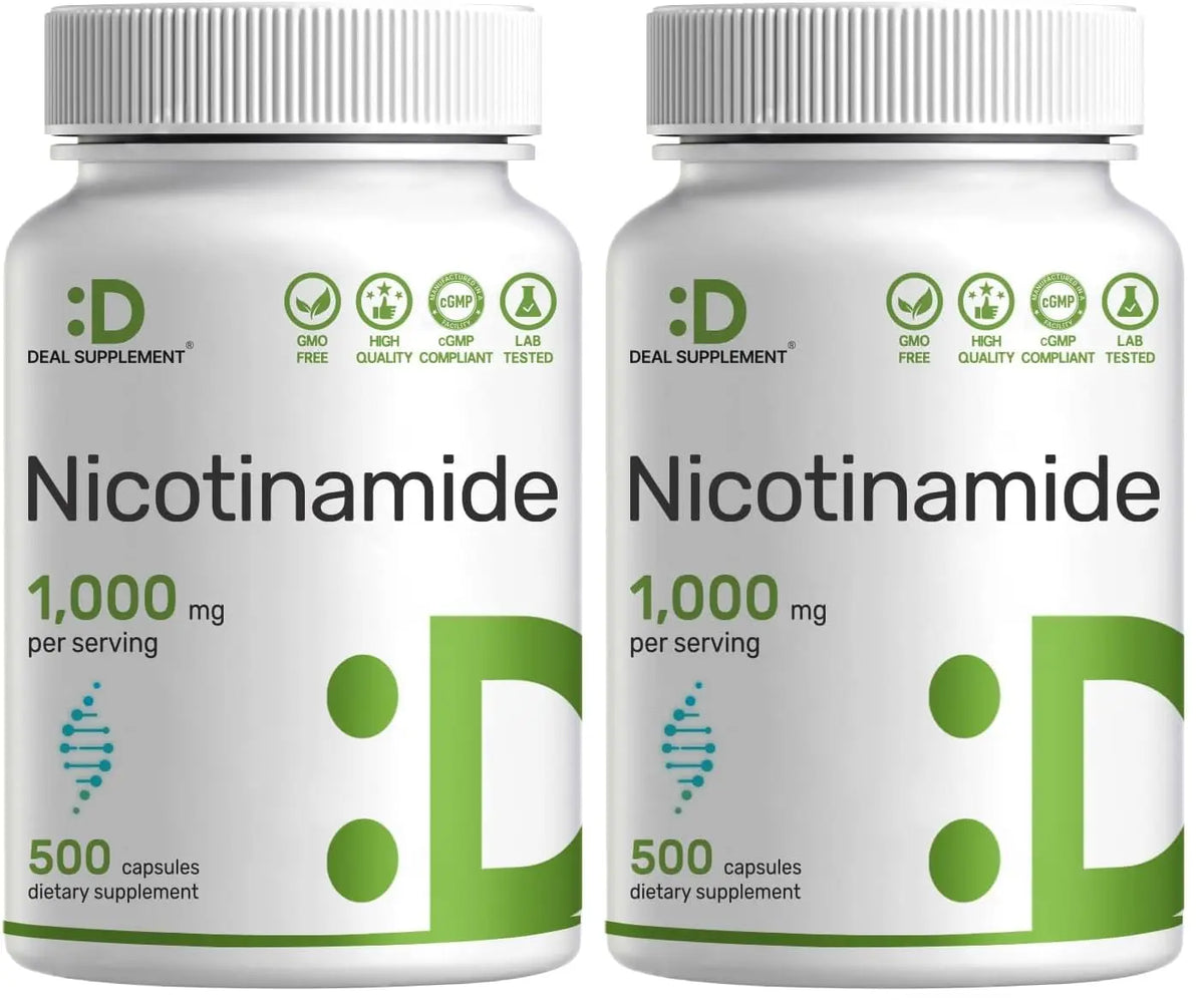 DEAL SUPPLEMENT Vitamin B3 Nicotinamide 1,000mg – 500 Capsules, Flush Free, Non-GMO BritishVita | Premium UK Vitamins & Wellness Supplements