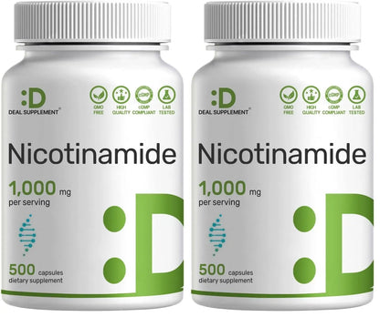 DEAL SUPPLEMENT Vitamin B3 Nicotinamide 1,000mg – 500 Capsules, Flush Free, Non-GMO BritishVita | Premium UK Vitamins & Wellness Supplements