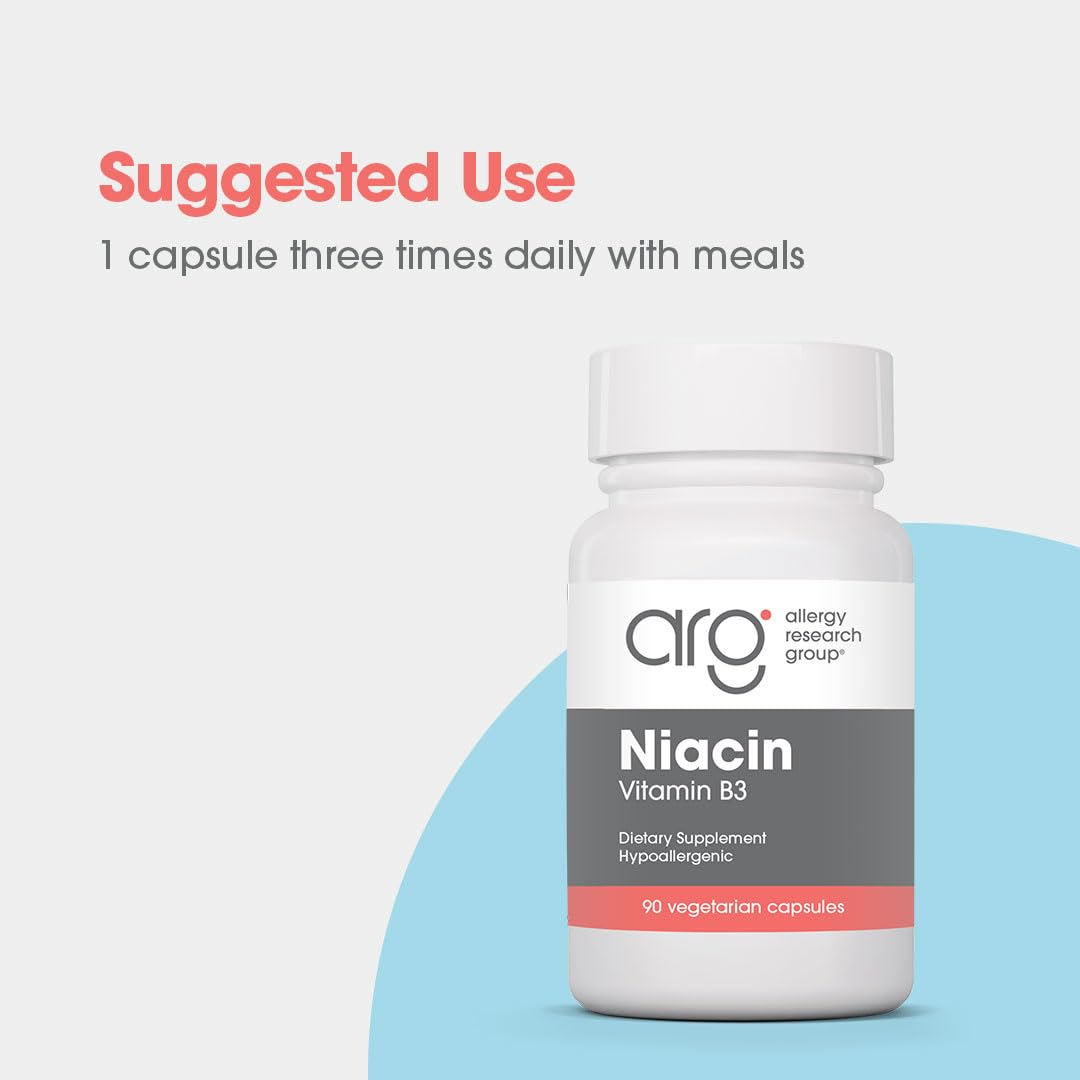 Allergy Research Niacin Supplement – Vitamin B3 250mg Vegetarian Capsules, 90 Count