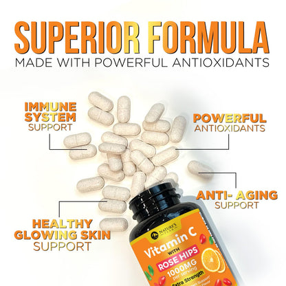 Vitamin C 1000mg Chewable – Extra Strength Immune Support (Vegan, Orange) | 120 Tablets