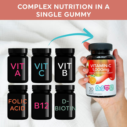Vitamin C 1000mg Gummies for Kids & Adults | Vegan, Non-GMO, Gluten-Free