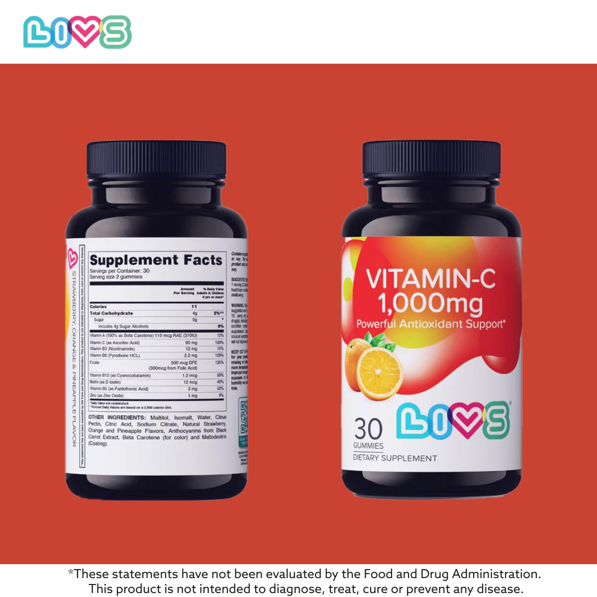 Vitamin C 1000mg Gummies for Kids & Adults | Vegan, Non-GMO, Gluten-Free
