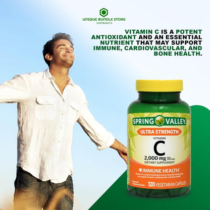 Ultra Strength Vitamin C 2000mg - 120 Capsules | Vegan Dietary Supplement