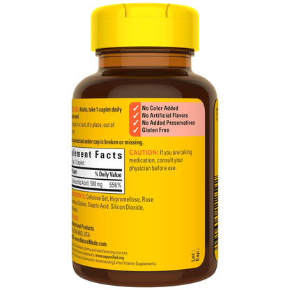 Vitamin C 500 mg Caplets with Rose Hips, 130 Count | Nature Made