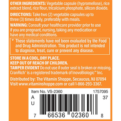 Vitamin Shoppe Cranberry + D-Mannose for Urinary Health — 60 Veggie Caps