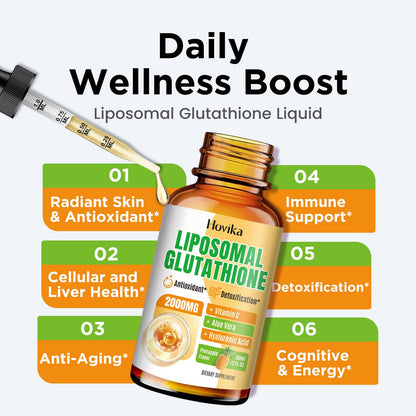 Liposomal Glutathione 2000mg Liquid Drops with Vitamin C – Immune Support, Anti-Aging & Skin Health | Pineapple 2oz