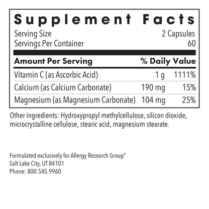 Allergy Research Group Buffered Vitamin C - 120 Capsules | Calcium Magnesium Complex | Immune Support