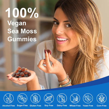 Vegan Ashwagandha Sea Moss Gummies - 60 Count | Immune Support, Digestive Health & 13-in-1 Bundle