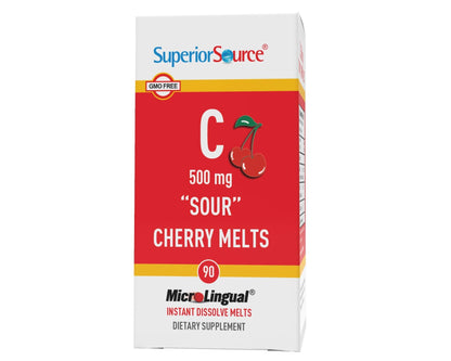 Superior Source Vitamin C 500 mg Sour Cherry Melts - Sublingual 90 Tablets for Immune Support
