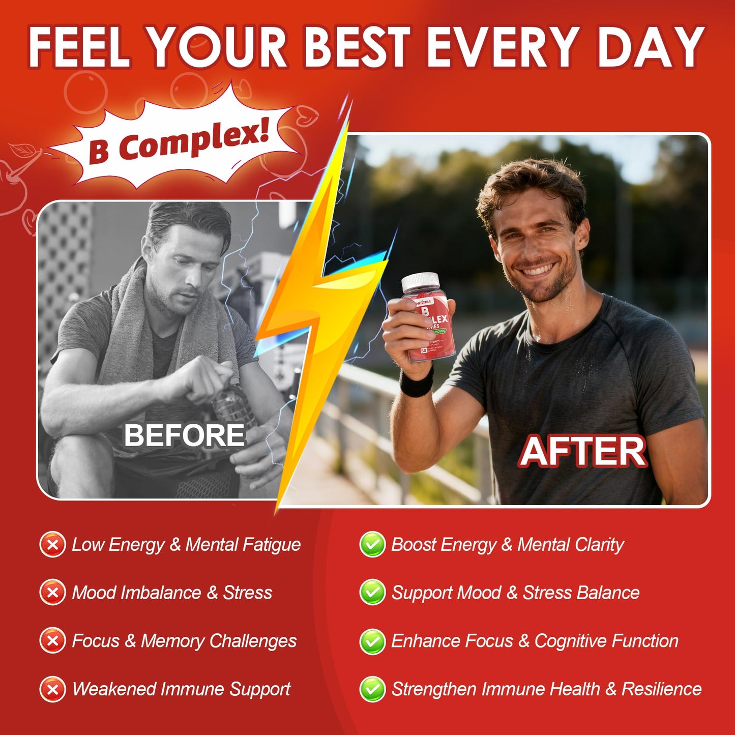 Vitamin B Complex Gummies – Vegan B Vitamins, 2000 mcg Methyl B12
