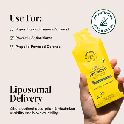 Kid's Immune Liposomal Vitamin C by Beekeeper's Naturals – 500 mg, Mixed Berry, 12 Ct