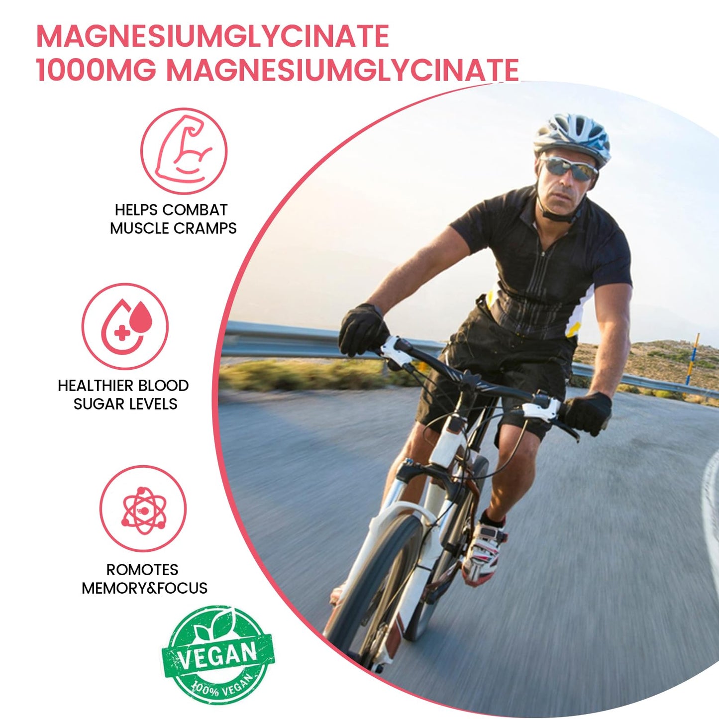 Magnesium Glycinate Gummies 1000mg – 90 Count | Calm Mood & Sleep Support (Raspberry)