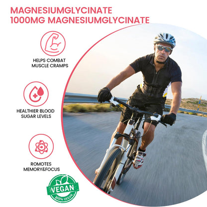 Magnesium Glycinate Gummies 1000mg – 90 Count | Calm Mood & Sleep Support (Raspberry)