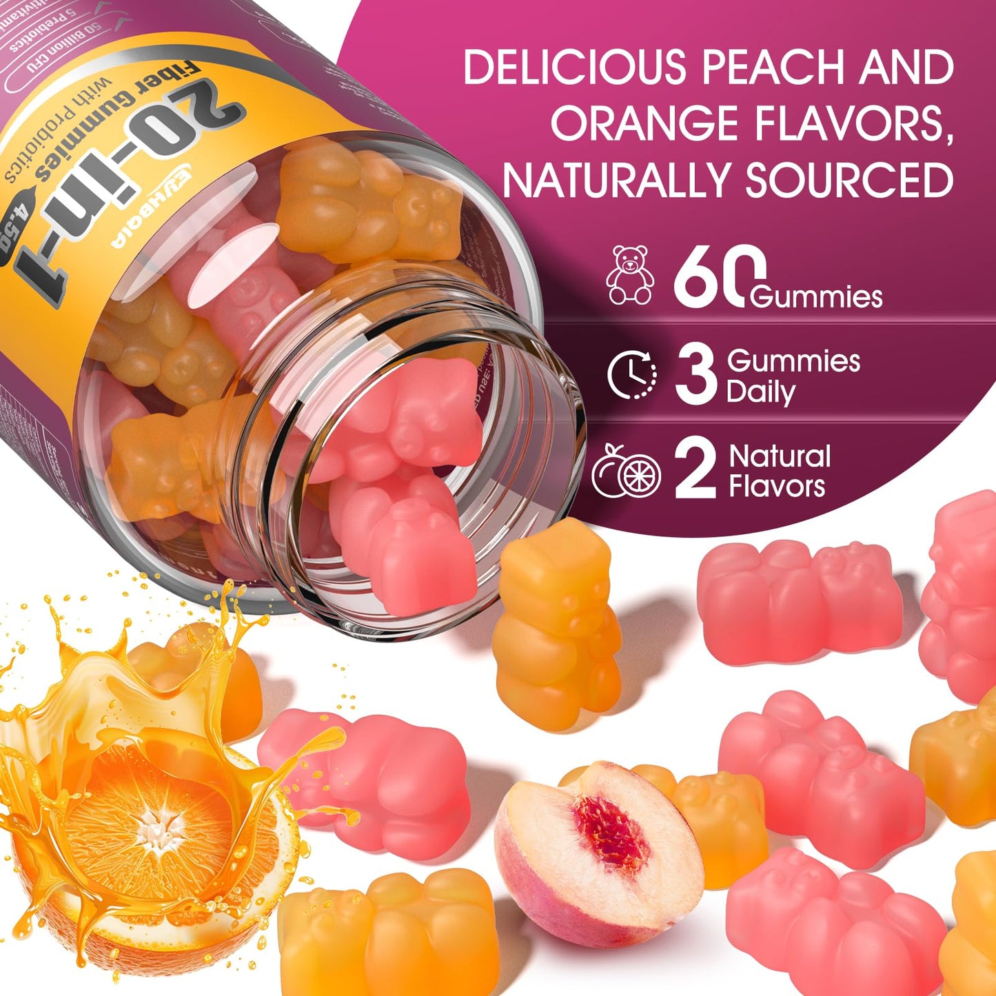 Fiber Gummies for Women – Prebiotic Probiotics & Hormone Balance (Sugar-Free, Keto Friendly)