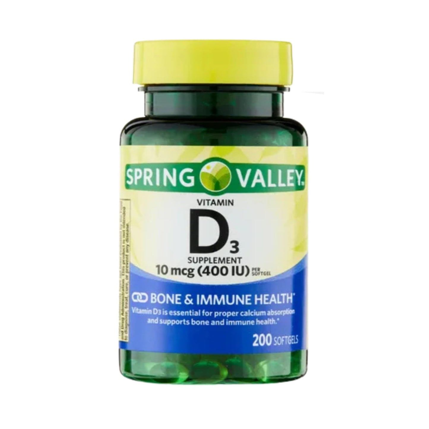 Vitamin D3 400 IU Softgels – 200 Count (10 mcg) Dietary Supplement