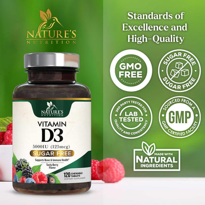 Vitamin D3 5000 IU Chewables – Immune & Bone Support | Nature's Nutrition