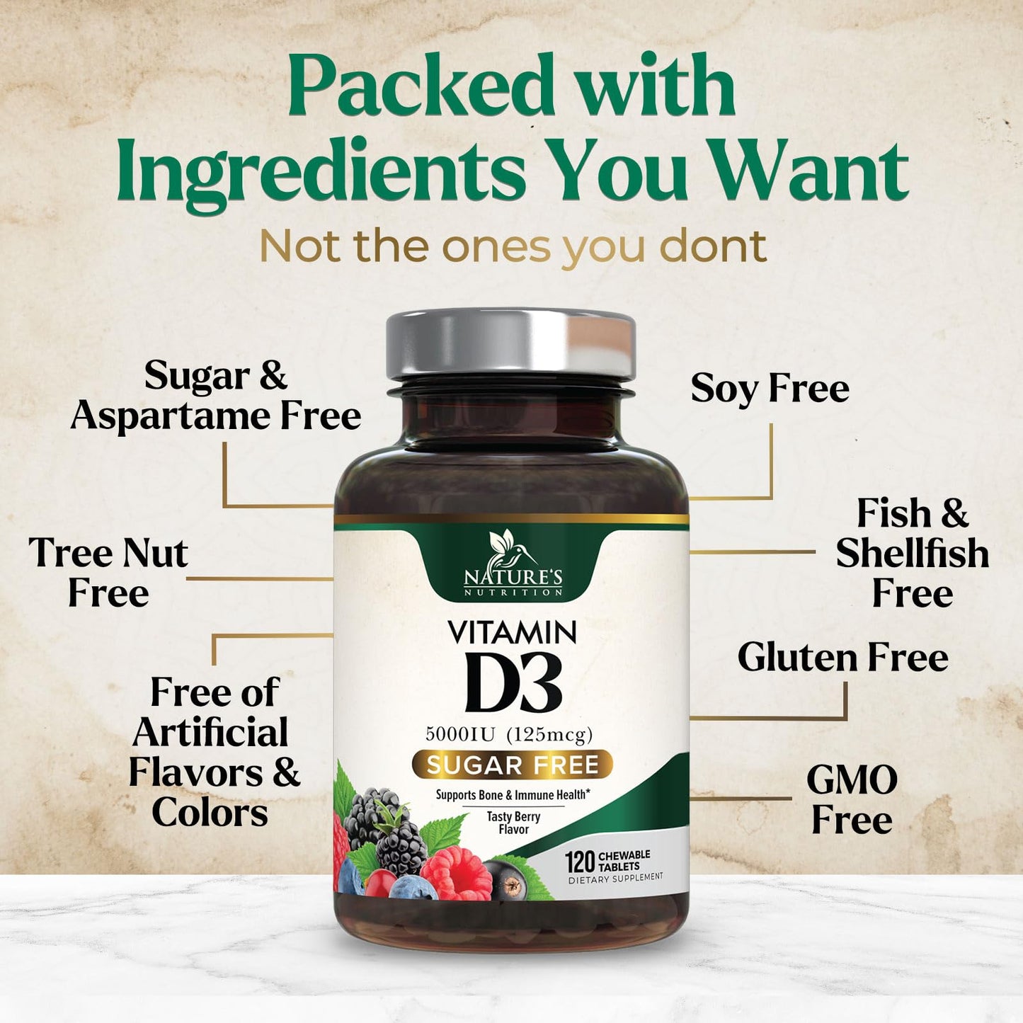 Vitamin D3 5000 IU Chewables – Immune & Bone Support | Nature's Nutrition