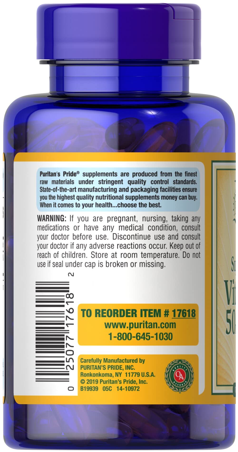 Vitamin D3 50mcg (2,000 IU) Softgels – Immune Health & Bone Support | Puritan's Pride (200 Softgels)