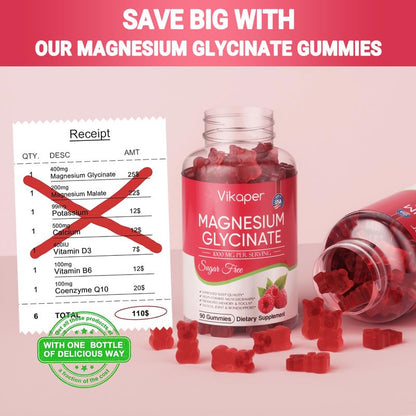 Magnesium Glycinate Gummies Sugar Free – Sleep & Muscle Support (180 Raspberry)