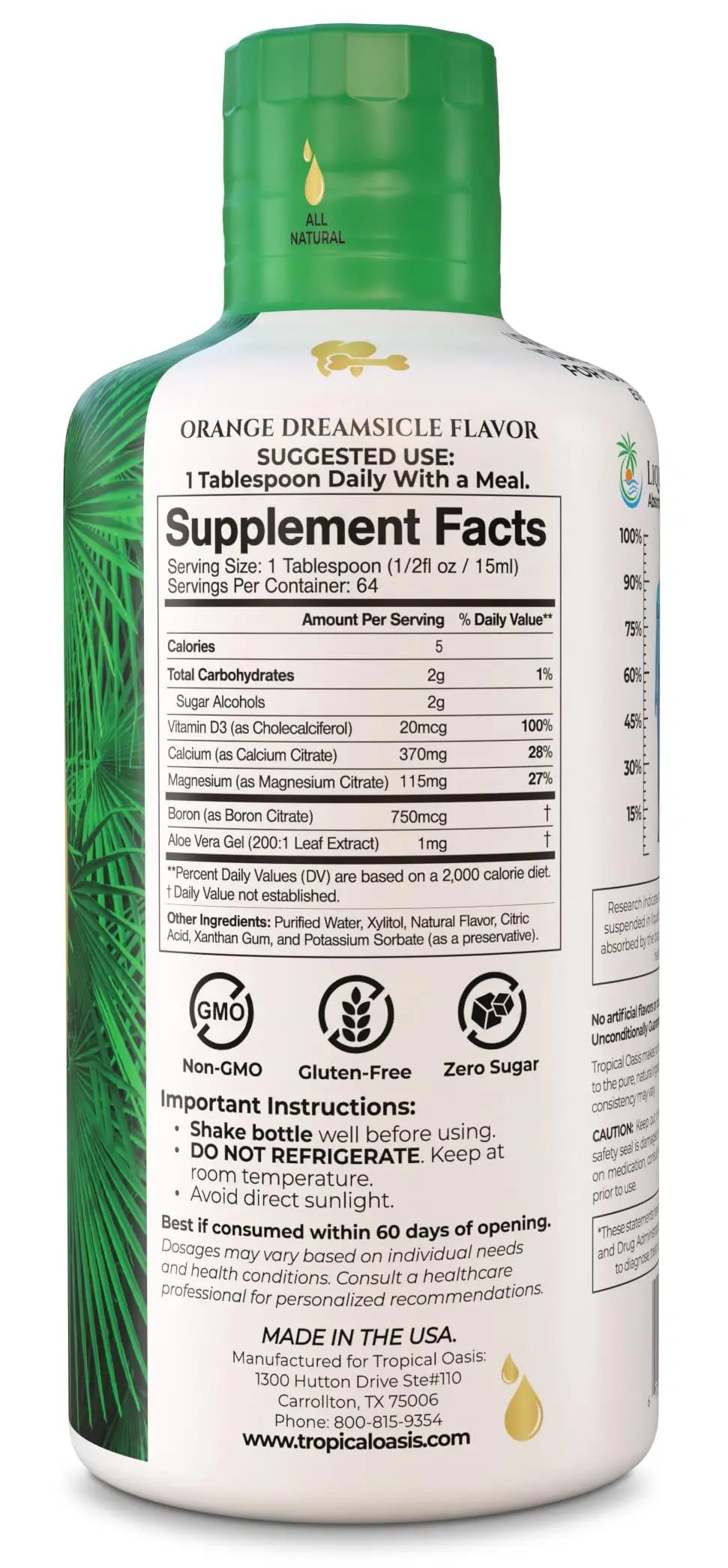Tropical Oasis Liquid Calcium Magnesium – 98% Absorption – 32 Fl Oz (64 Serv) BritishVita | Premium UK Vitamins & Wellness Supplements