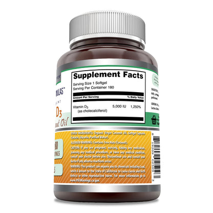 Vitamin D3 with Coconut Oil - 5000 IU, 180 Softgels | Amazing Formulas