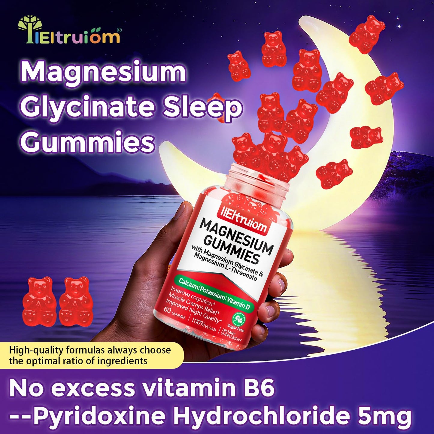 Kids Liposomal Magnesium 190mg – Glycinate & L-Threonate with D3 & CoQ10 | 60 Count