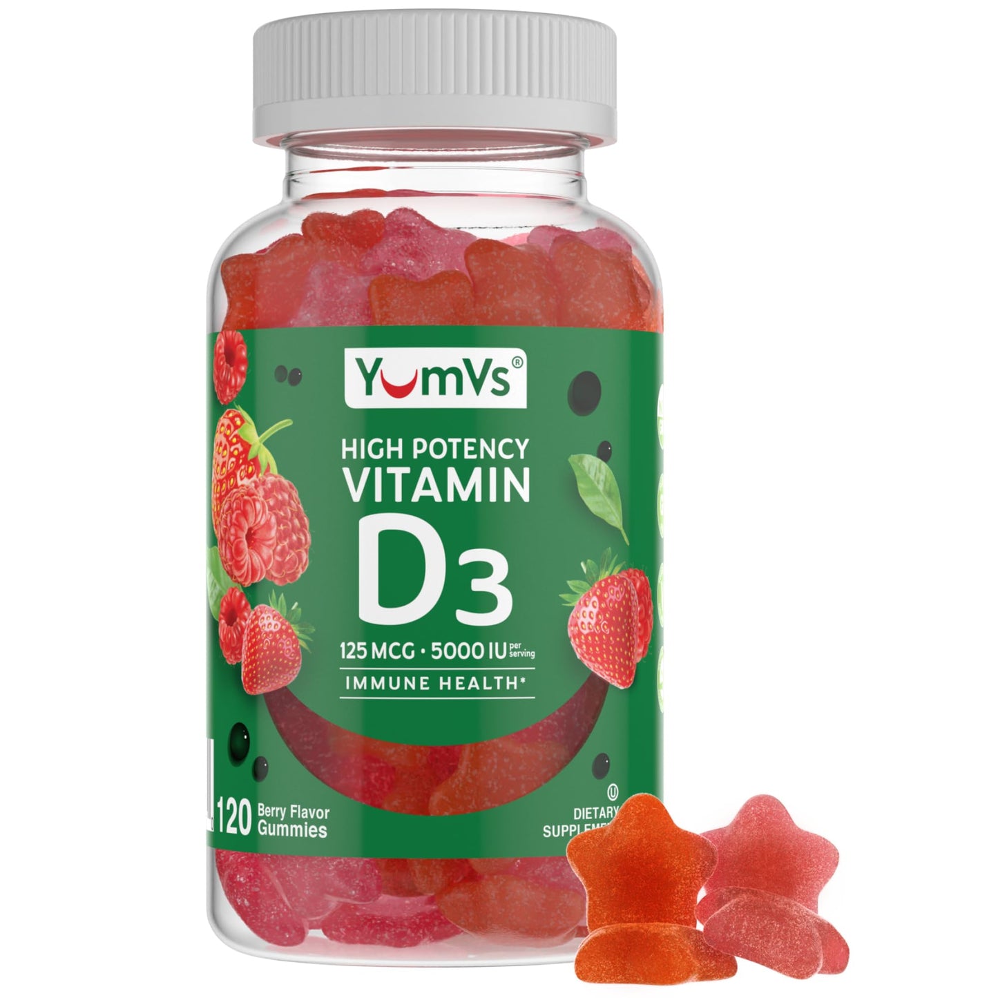 Vitamin D3 Gummies 5000 IU (125 mcg) – Immune & Bone Health | Non-GMO, Gluten-Free, Dairy-Free