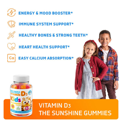 Vitamin D3 Gummies 2000 IU for Kids & Adults | High-Absorption Vegetarian D3 (60 Count)
